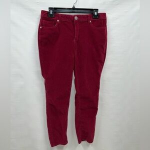 Crown & Ivy Pants Women’s Sz 8P Pink Cotton Spandex Blend Corduroy 5 Pocket
